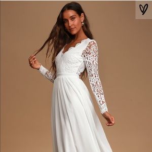 “Awaken My Love White Long Sleeve Maxi Dress”Lulus